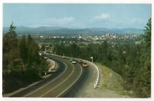 Spokane Washington c1950's U. S. Highway 10 approach to city, vintage cars picture