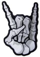 large JUMBO SKELETON HAND BONES HANG LOOSE BACK PATCH #091 EMBROIDERED 11 IN NEW picture
