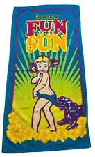 Vintage Coppertone Beach Towel Baby Dog  57” X 29” Fun In The Sun Bright picture