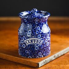 Vintage BURLEIGH Blue Calico Coffee Canister RARE EXCELLENT England picture
