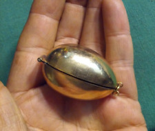 SEWING KIT Mini Gold-Tone Metal Egg Shaped Hinged Pocket Travel Vintage Unique picture