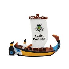 Traditional Aveiro Portugal Moliceiro Boat Figurine, Nautical Home Decor picture