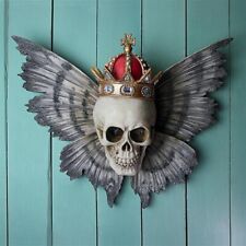 Moth Winged Crowned Skull of Mortal Death Dramatic Gothic Halloween Decor picture