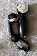 VINTAGE 1960'S AECO BLACK SPACE SAVER ROTARY DIAL WALL PHONE Good Condition picture