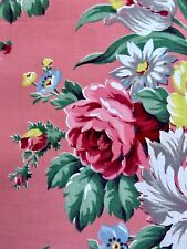 LUXE 1930's Dream-a-Delic PINK Cottage Roses CHINTZ Barkcloth Era Vintage Fabric picture