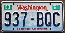 WASHINGTON Centennial License Plate 1988 #937-BQC - Classic Licensing??? picture