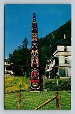 Juneau AK, Old Witch Totem Pole, Alaska Vintage Postcard picture