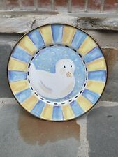 MacKenzie Childs Blue Yellow Bird Enameled 8” Child Plate picture