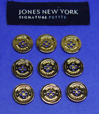 JONES NY 4 HOLE SEW THRU SWEATER BLOUSE SHIRT BUTTONS SET OF 9, GOOD SHINY COND. picture