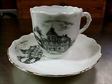 Antique c.1902-15 Old Post Office Montpelier Vermont Souvenir Cup & Saucer Set picture