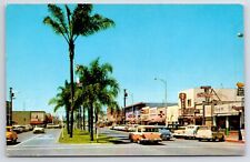 Chula Vista CA~Third Avenue~Yardage Fabric Store~Liquor~1950s Cars~Station Wagon picture