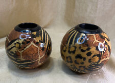 Beautiful 4” Worx Of Africa Tealight Candle Holder SET (2) In “Mixed Skins” picture