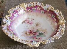19C  FINE GERMAN PORCELAIN HIGHLY ELEGANT HEXAGON BOWL WITH RELIEF & SCROLLS picture