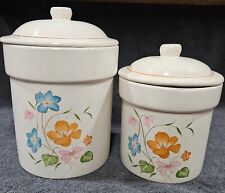 Set of 2 Treasure Craft Canisters Floral Wildflowers Cottage Made In USA picture