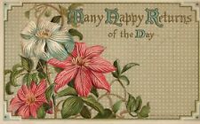 1913 Antique Victorian Postcard Pink Lilies White Easter Lilies Friendship Card  picture