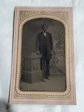 Early Tintype Young African American Gentleman Man Rare Antique Cardboard Frame picture