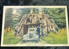 Redwood Highway California~Car Giant Redwood Stump Garage~1935-45 Postcard picture