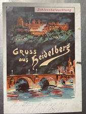 Gruss Aus Heidelberg Schlossbeleuchtung 1900 Post Marked Cancellation Antique picture