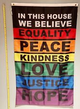 EQUALITY FLAG  USA SELLER* In This House Gay Rainbow LGBTQ USA Sign 3x5 picture