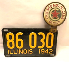 Rare 1942 Illinois License Plate 86030 With Chicago Motor Club Member VTG LOGO picture