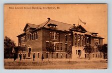 Beardstown IL, Lincoln School Buidling, Illinois c1911 Vintage Postcard picture