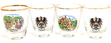 Lot 4 Gold Rim Mini European City Austria Souvenir Shot Glasses Made In France picture