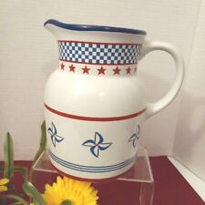 Princess House Exclusive Pitcher 4th Of July Country Fair Red White Blue 64oz  picture