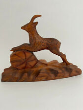 Vintage Hand Carved Wood Mountain Goat / Bighorn Sheep Ram Figurine picture