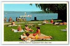 c1960's Bathing Beach Taughannock Falls State Park Cayuga Lake New York Postcard picture
