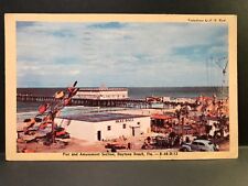 Postcard Daytona Beach FL c1940s - Pier and Amusement Park - Skee Ball Whip Ride picture