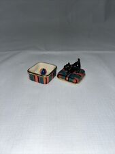 Rare Adorable Vintage Black Scottish Terrier Trinket Box With Ball Inside picture
