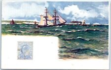 Postcard - Boats Seascape Scenery Painting/Art Print picture