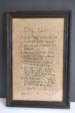 EVC Primitive Stitched & Framed W Glass FLAG RULES Rendering of Orig 1897  picture