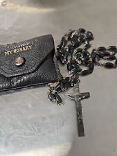 Vintage Rosary mid 1900s horizontal black beads  picture