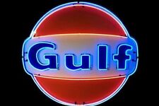 Gulf Gasoline Neon Light Sign Vintage Cave Bar Glass Acrylic picture
