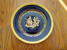 Vintage LIMOGES CASTLE France Cobalt Blue Gold trimmed Cabinet Plate 9.5” dia. picture