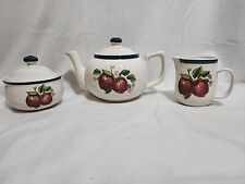 Casuals by China Pearl Apple Teapot, Sugar Bowl & Creamer Set EUC Priority picture