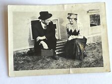 O5 Photo 1910-20s Handsome Man Pretty Woman Crouching Holding Camera Cute Couple picture