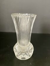 Vtg Beautiful Ribbed Indented Flared Bud Vase Clear Cut Crystal Glass 4.75