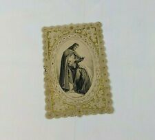 Gold Tone Jesus Mary Bible Die Cut Victorian Calling Card Embossed Lace Tract  picture