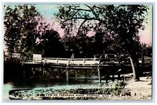1909 View On Tamarack River Bridge Stephen Minnesota Tinted RPPC Photo Postcard picture