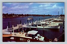 Fort Lauderdale FL, Yachts At Bahia Mar, Waterway, Florida Vintage Postcard picture