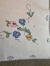 Antique embroidered Bridge tablecloth 33
