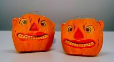 Vintage Paper Mache Halloween Pumpkins Jack-O-Lantern 1920’s Germany Lot Of (2) picture
