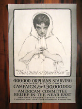 Original WWI War Poster, The Child At Your Door, Near East Relief, Armenia, 1917 picture