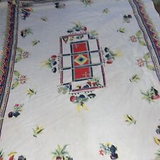 Vintage MCM Mexican Fiesta 49 “ 66”  - Linen Tablecloth -Beautiful Colors picture