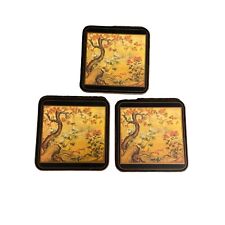 Vintage 80s Pimpernel Drink Coasters Asian Chinese Screen & English Life set 3 picture