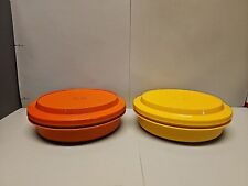 Vintage  Tupperware set of 2 / 1 Orange 1 Yellow With Lid 6.75