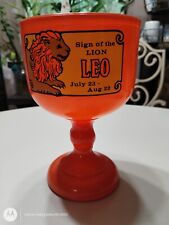 Vintage 1970s Tiara Indiana Glass Goblet Leo Zodiac Astrology Sign Lion 8