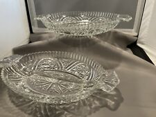 Vintage Antique Crystal Cur Split Serving Dishes Set Of 2. Sawtooth Rim picture